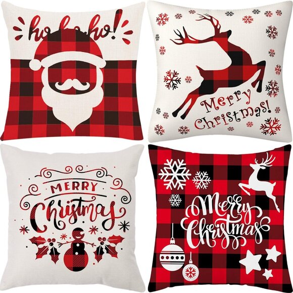 🆕 Christmas Throw Pillow Covers Decoration Tree Reindeer Cushion Couch Sofa Bed - Picture 1 of 7
